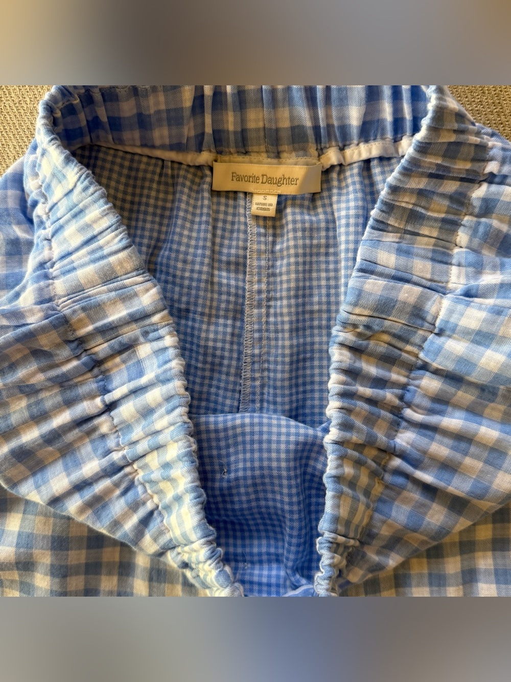Favorite Daughter The Ex Boyfriend Blue Gingham Boxer Shorts Sz S Cotton Pull-On - Picture 5 of 5